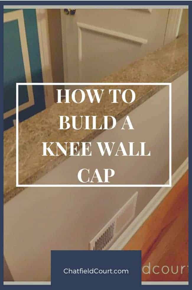 knee wall with granite top in an entryway, and a large graphic 