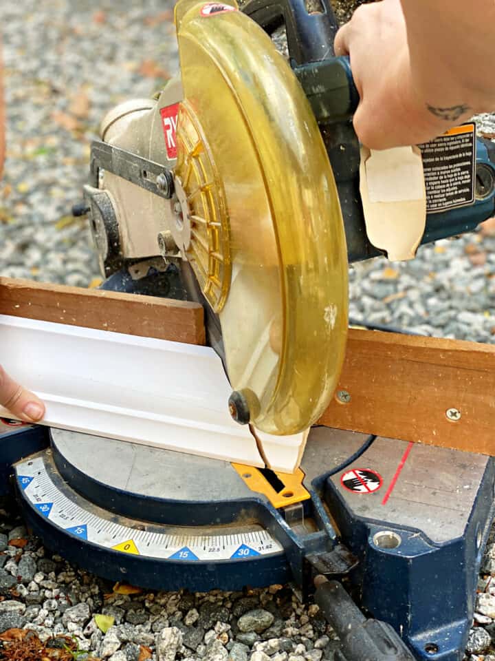 Installing Crown Molding saw pic cutting crown molding on a chop saw