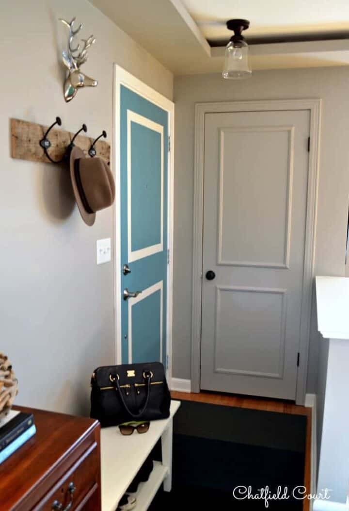 small entryway with coat closet