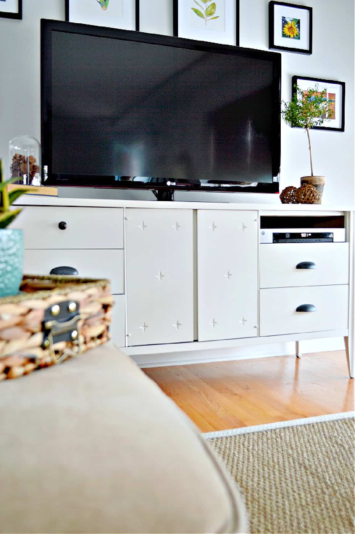 white media cabinet in living room