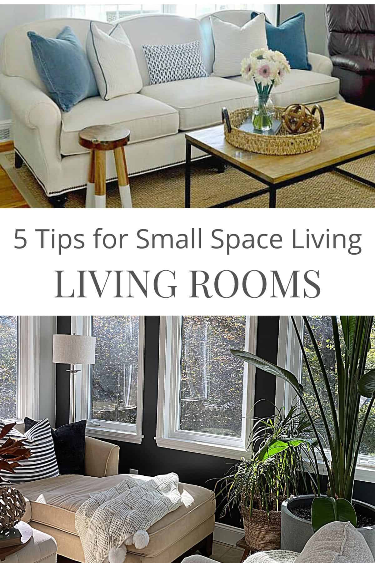 2 small living room spaces with couches