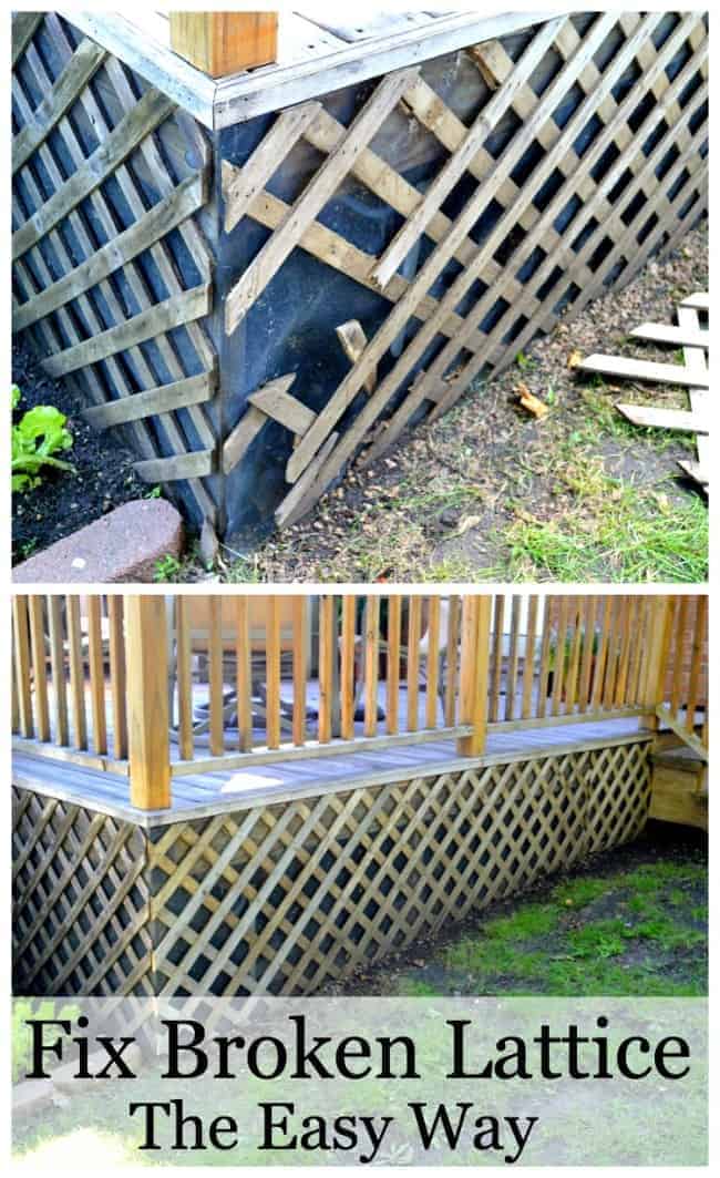 broken lattice around a deck and new lattice