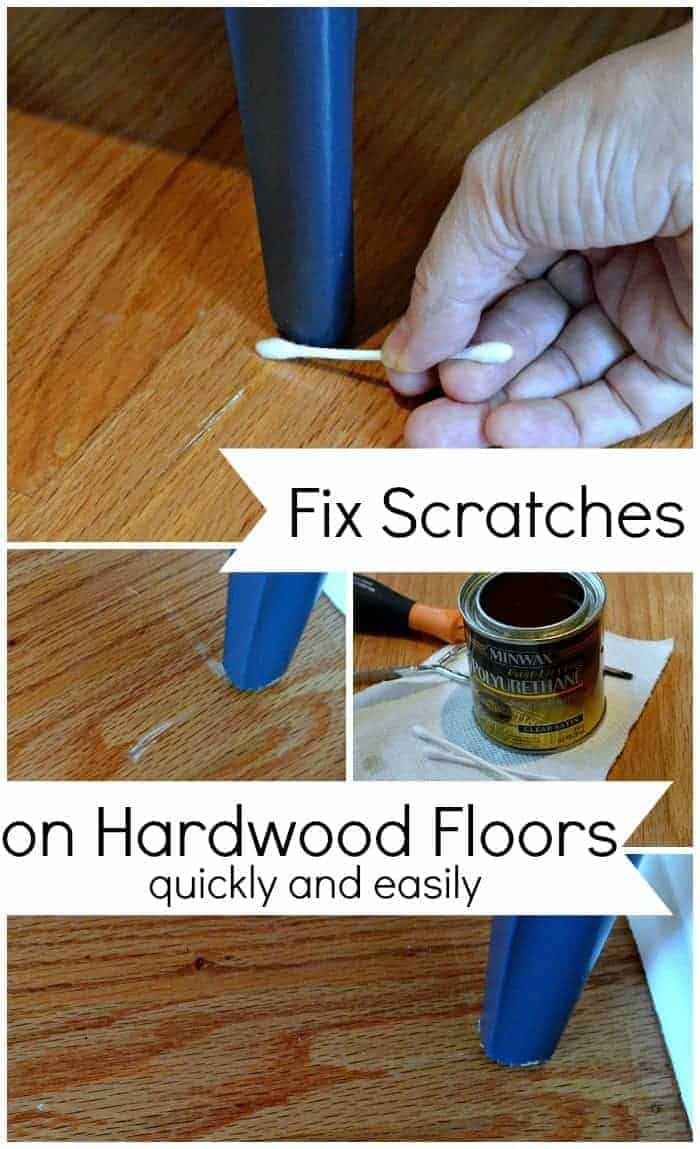 collage fixing scratches on a hardwood floor