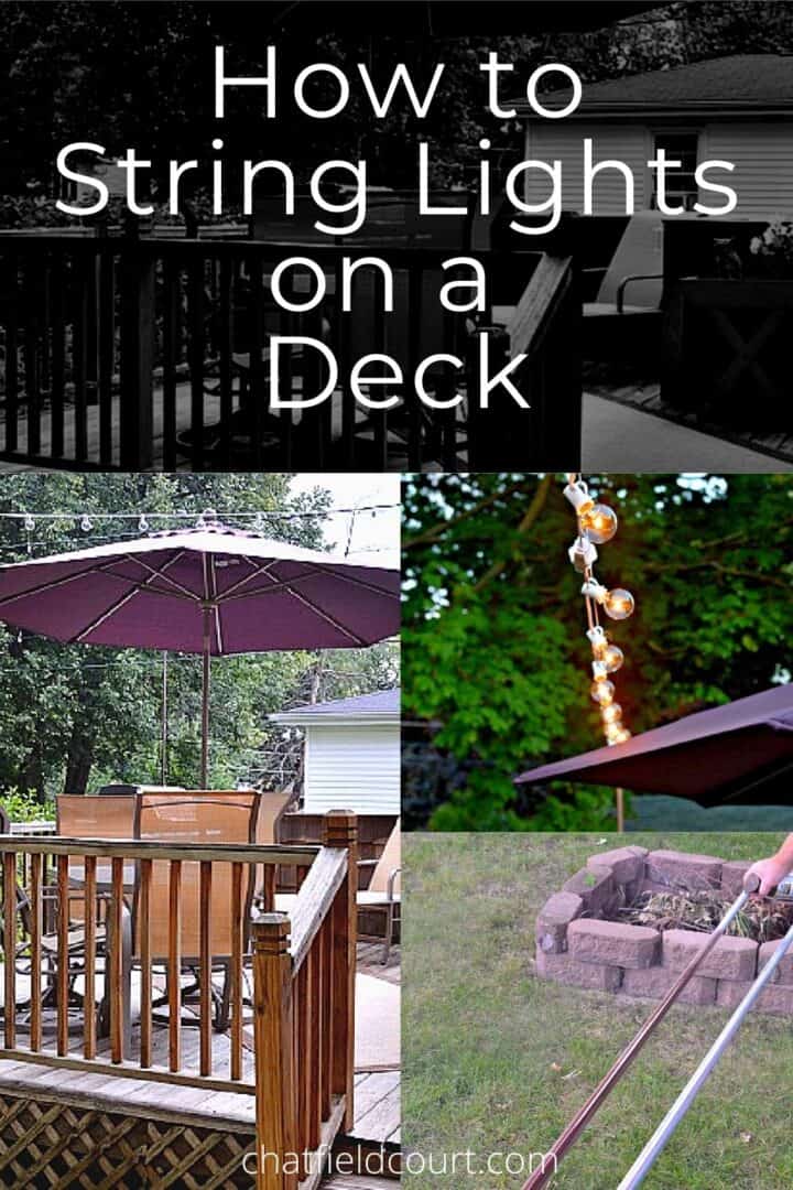 collage of string lights hanging on a deck