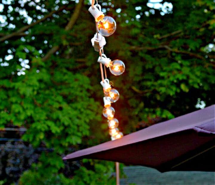 string lights and patio umbrella