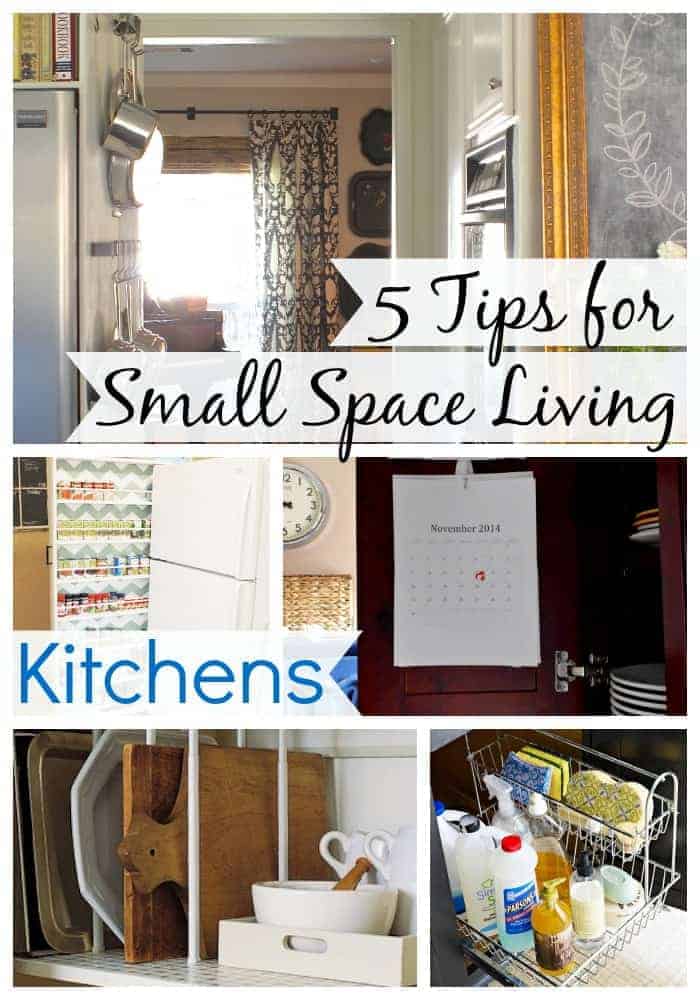 collage of small kitchens and organization ideas