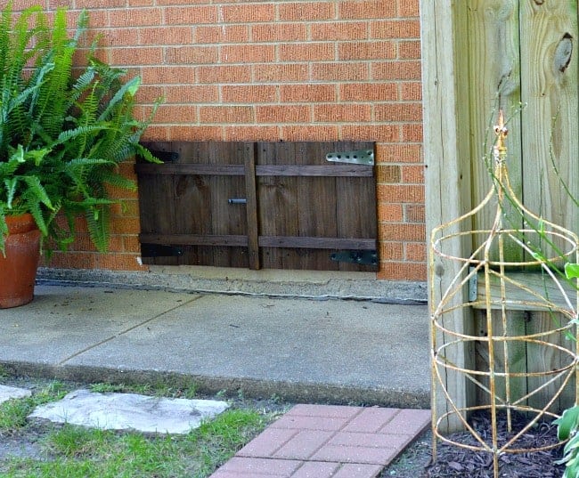 DIY window shutters on basement window