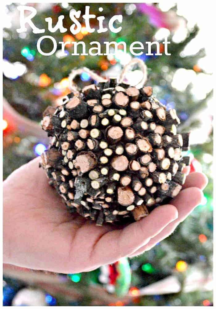 Create a DIY rustic Christmas ornament with sticks from your own yard.