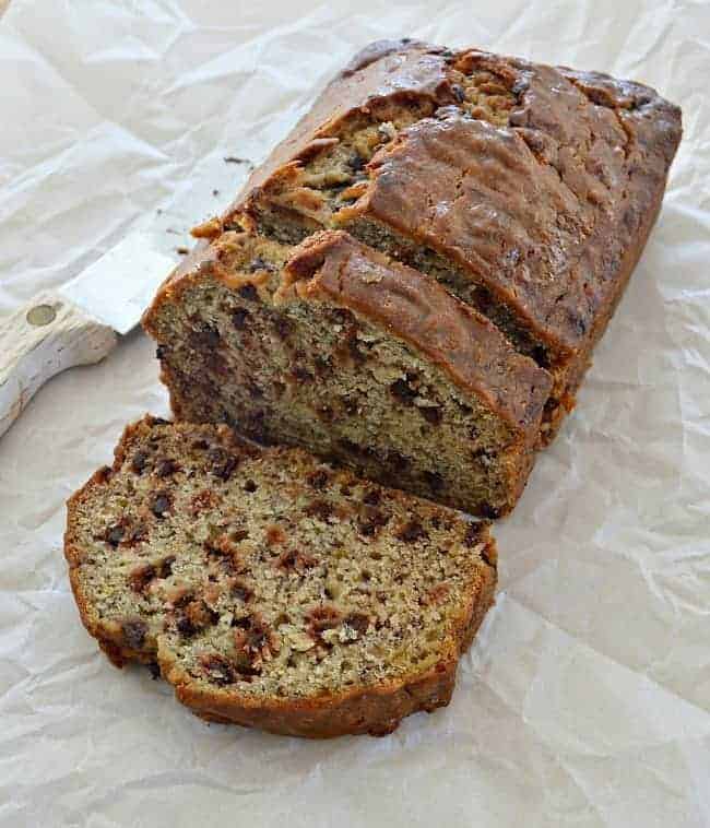 sliced banana bread with chocolate chips