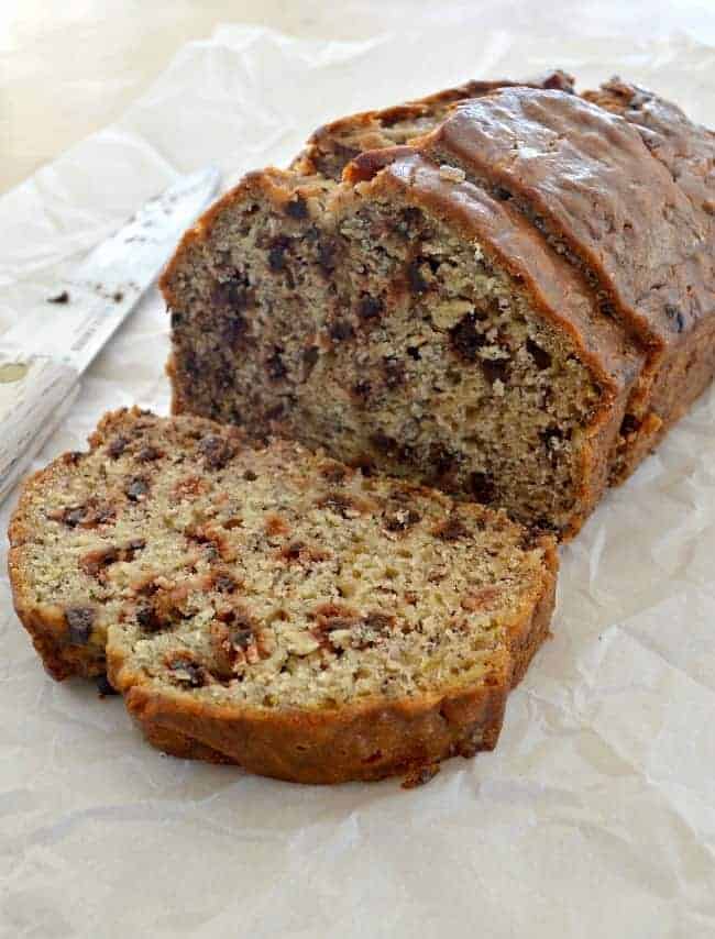 Love this delicious and easy recipe for banana bread with chocolate chips