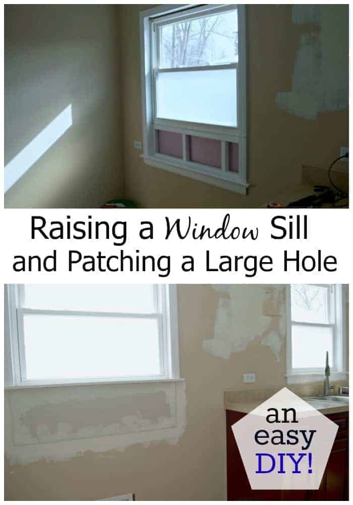 Raising a window sill and patching a large hole. An easy DIY for anyone. www.chatfieldcourt.com