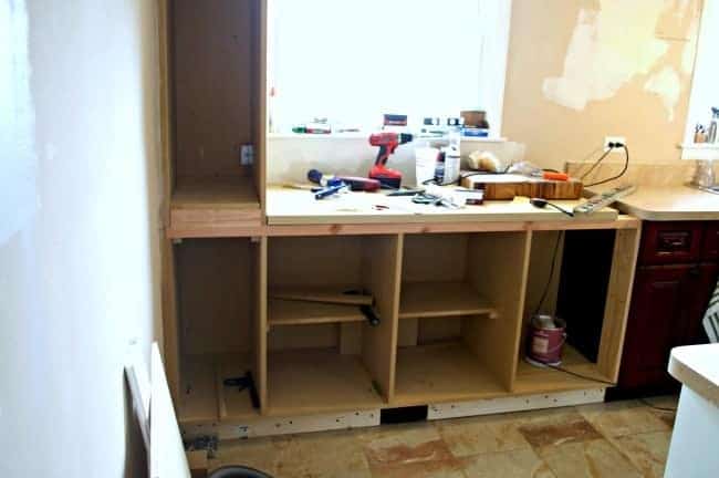 framed DIY kitchen cabinet