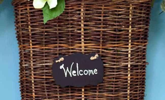 Summer front door basket filled with hydrangea | www.chatfieldcourt.com