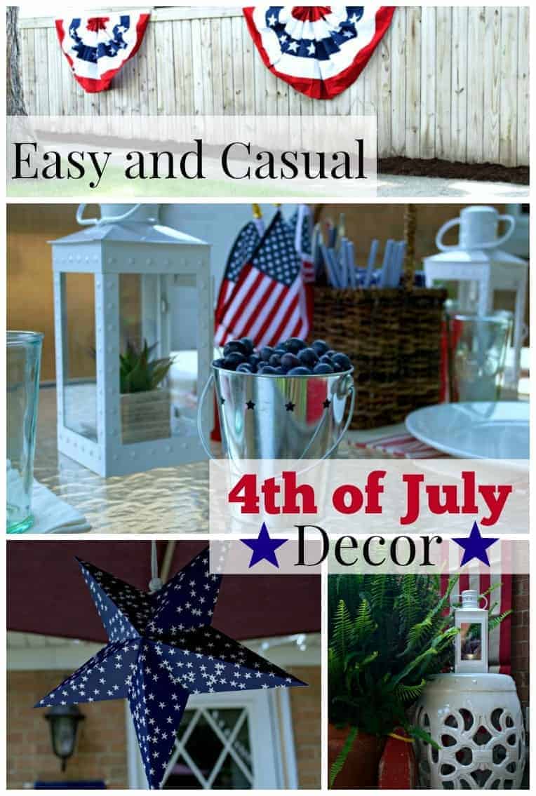 Easy and casual 4th of July decor for an outdoor deck