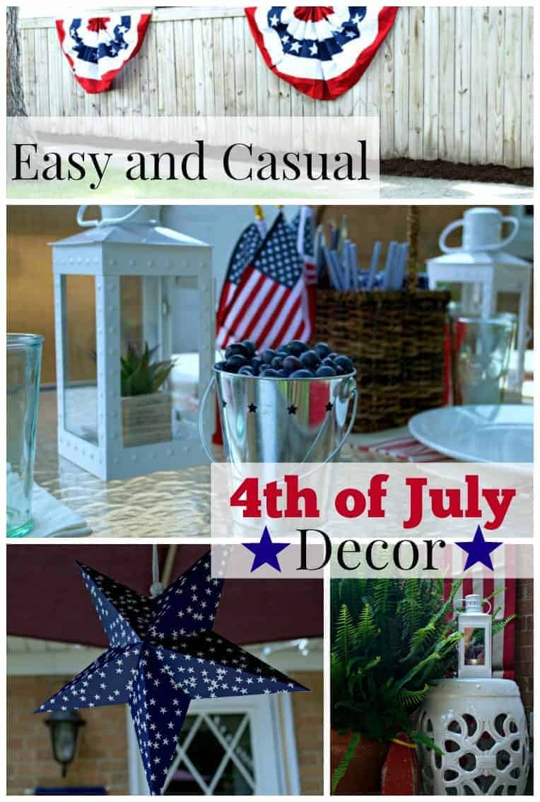 Easy and casual 4th of July decor for an outdoor deck