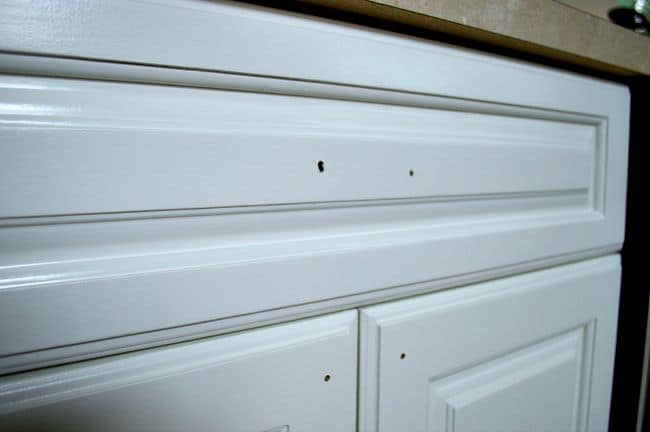 cherry cabinet drawer painted white