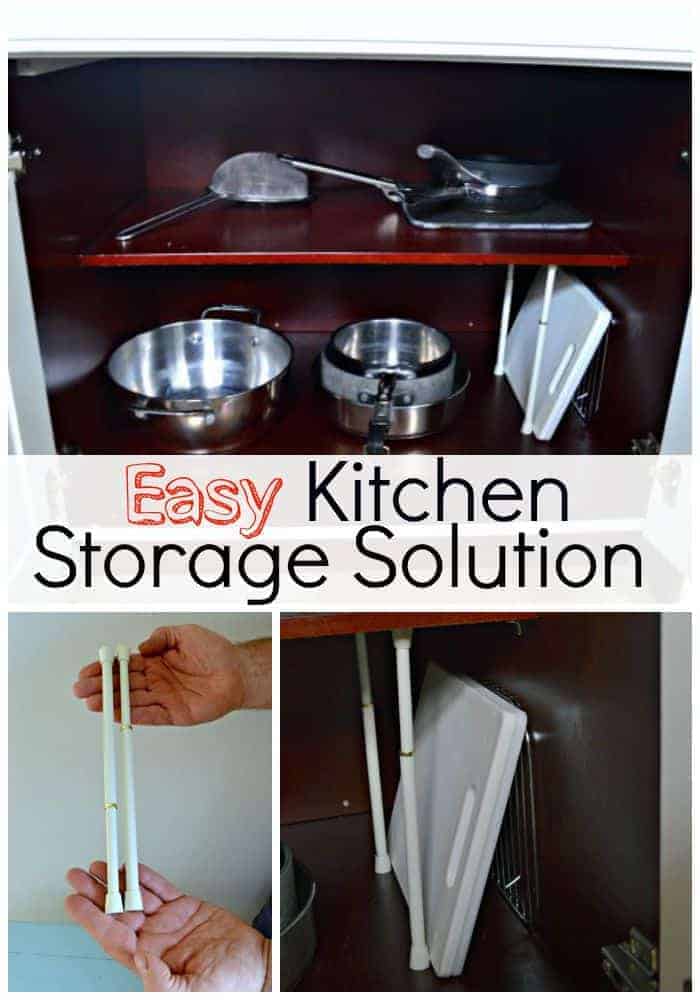 Quick and easy kitchen storage solution to wrangle your cutting boards and bakeware. | www.chatfieldcourt.com