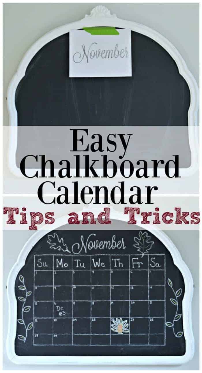 Easy chalkboard November calendar. A fun DIY! | www.chatfieldcourt.com Easy chalkboard November calendar. A fun DIY! | www.chatfieldcourt.com