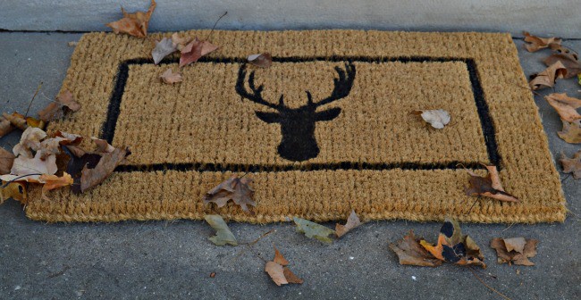 DIY deer head doormat completed and on the front porch. | www.chatfieldcourt.com