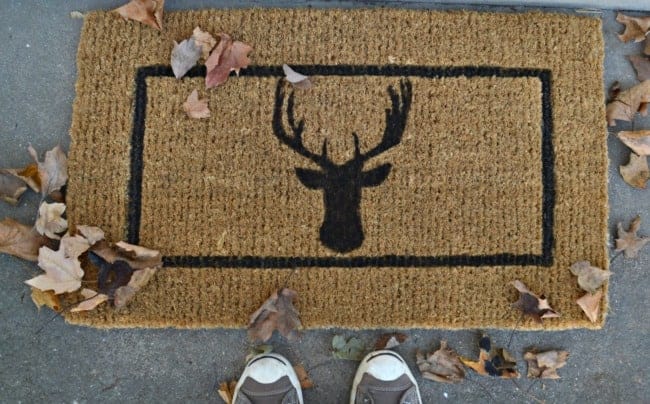 DIY deer head doormat painted and on the front porch. | www.chatfieldcourt.com