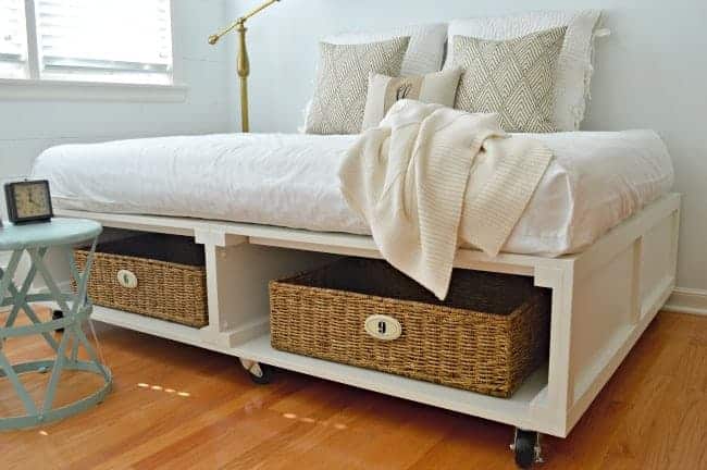 Tips for shopping at HomeGoods. Turquoise table used as a nightstand. | www.chatfieldcourt.com