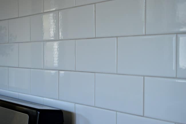 Kitchen Reno Update: Subway Tile Backsplash warm gray grout | www.chatfieldcourt.com