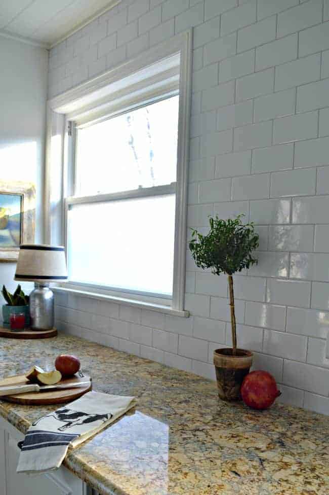 Kitchen Reno Update: Subway Tile Backsplash window wall | www.chatfieldcourt.com