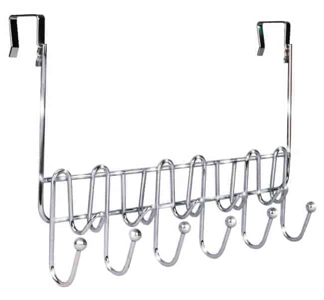 An over the door rack can help with bathroom organization