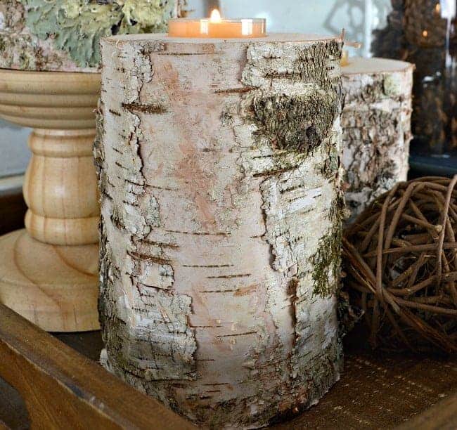 These rustic wood candleholders, made from birch, are an easy DIY and they can hold a taper candle and a tea light. | www.chatfieldcourt.com