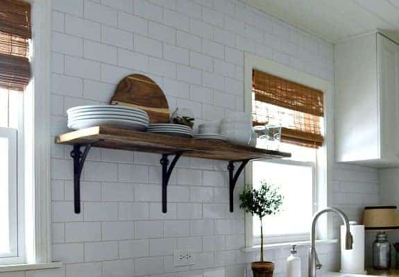 A kitchen shelf and a window