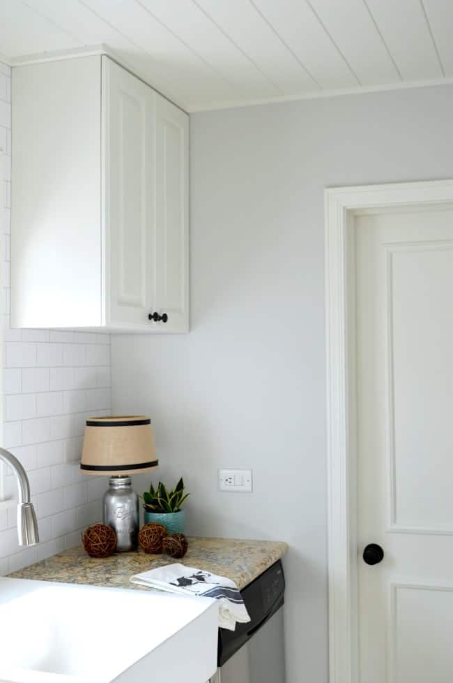 A small galley kitchen painted with Benjamin Moore Gray Owl. | www.chatfieldcourt.com