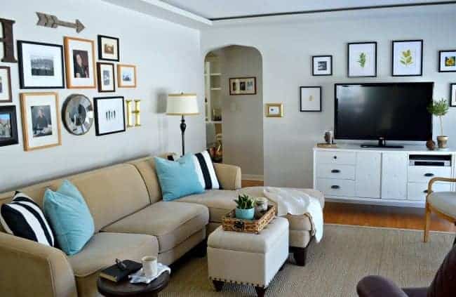 A small home tour with useful storage tips for living with a small living room. | www.chatfieldcourt.com