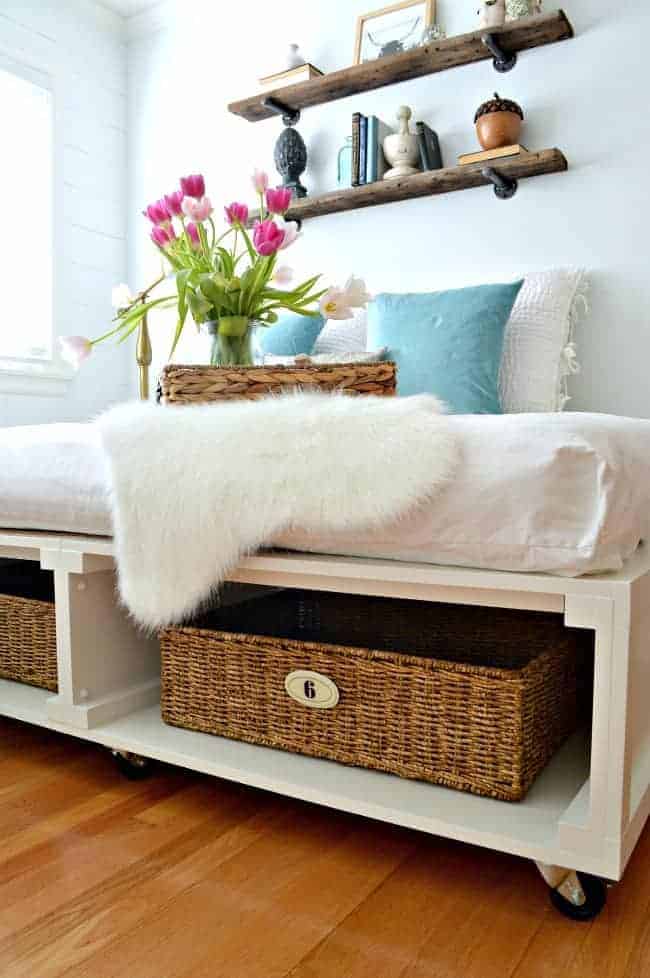 A small home tour with useful storage tips for living with a small guest bedroom. | www.chatfieldcourt.com