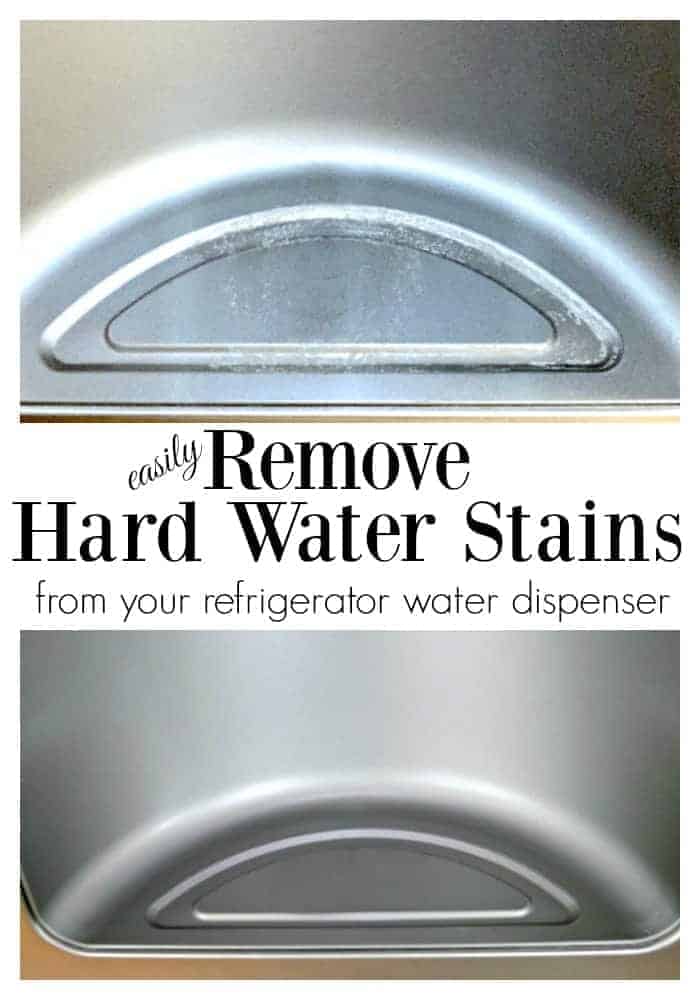 In 15 minutes you can easily remove hard water stains from your refrigerator drip tray with a paper towel and vinegar.
