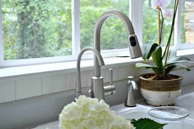 Installing a new kitchen faucet and beverage faucet with filter from Moen. A DIY project that anyone can tackle. www.chatfieldcourt.com