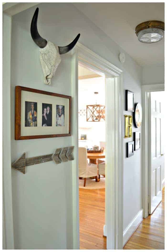 Small hallway redo using gray paint and items from around the house. A big impact for little money. www.chatfieldcourt.com Small hallway redo using gray paint and items from around the house. A big impact for little money. www.chatfieldcourt.com