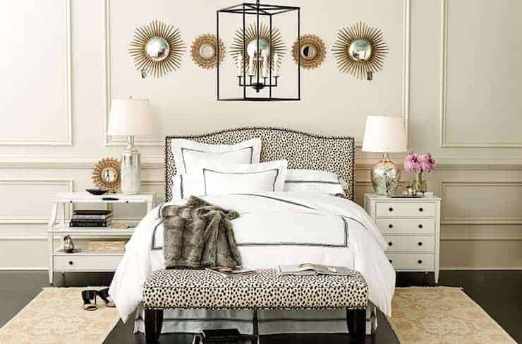 Mismatched bedside lamps. Photo from Ballards Designs. 