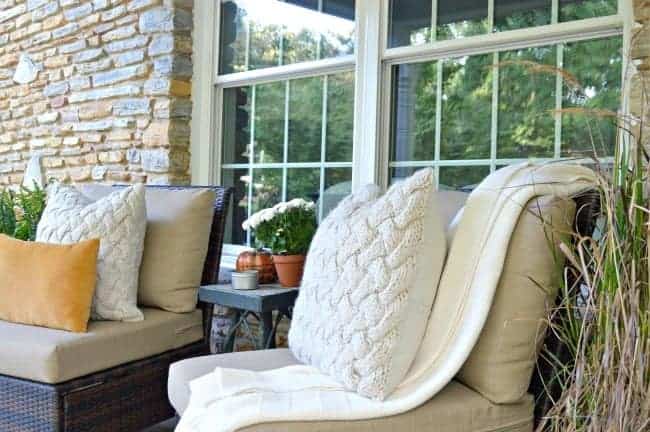 A fall front porch tour with a cozy seating area. www.chatfieldcourt.com