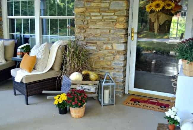 A simple fall front porch tour at a beautiful stone cottage. www.chatfieldcourt.com