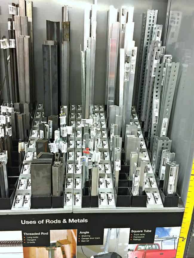 aluminum rods on display at The Home Depot