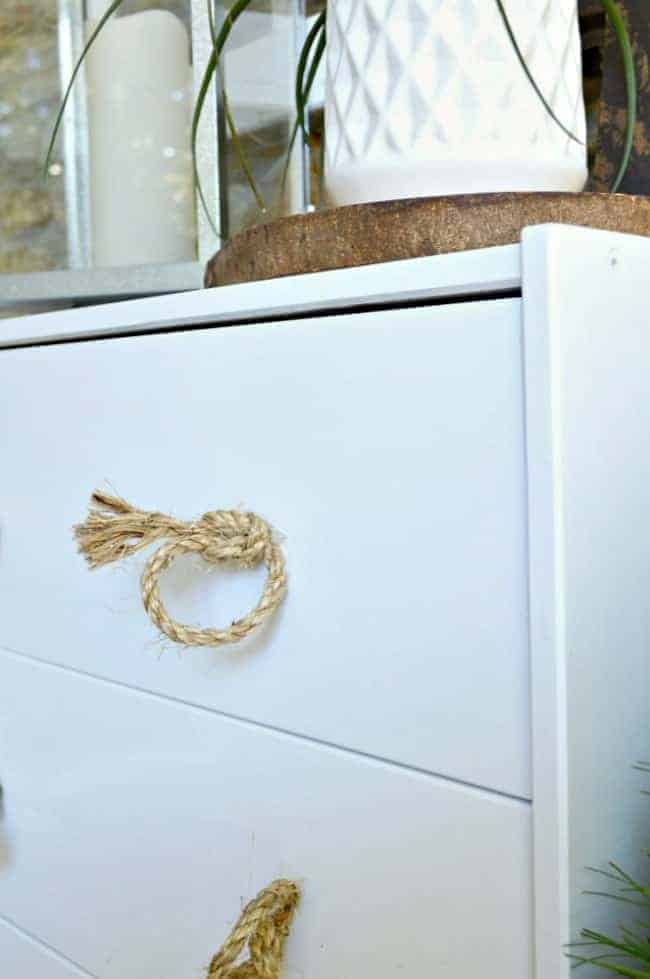 IKEA Rast hack - adding jute handles to the IKEA Rast to turn it into an outdoor storage cabinet.