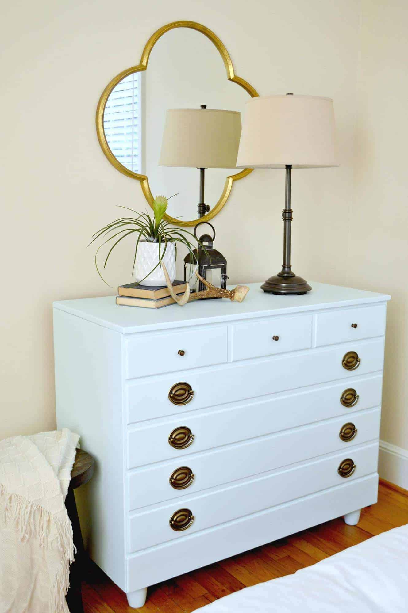 A painted bedroom dresser