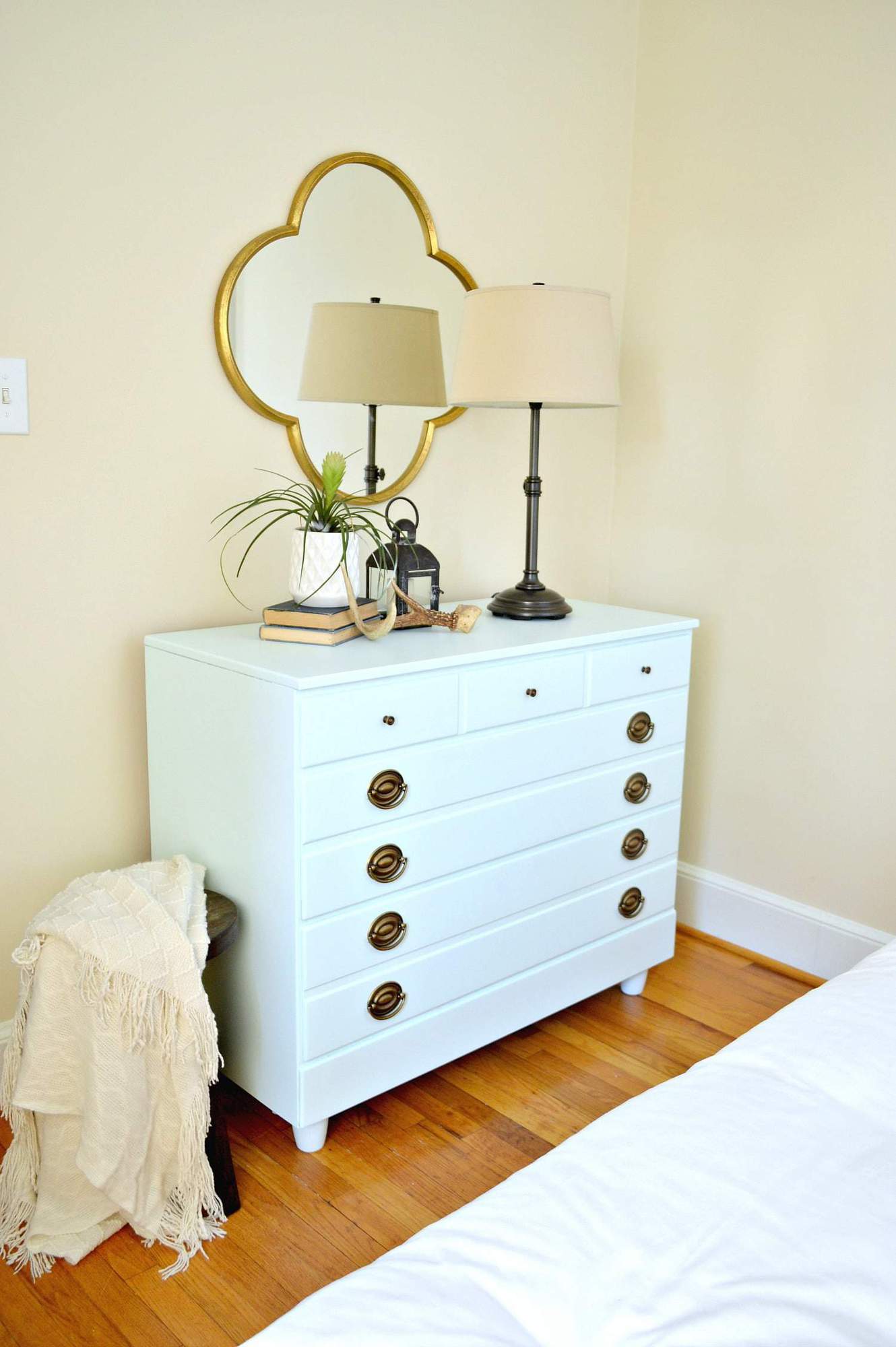 A painted bedroom dresser