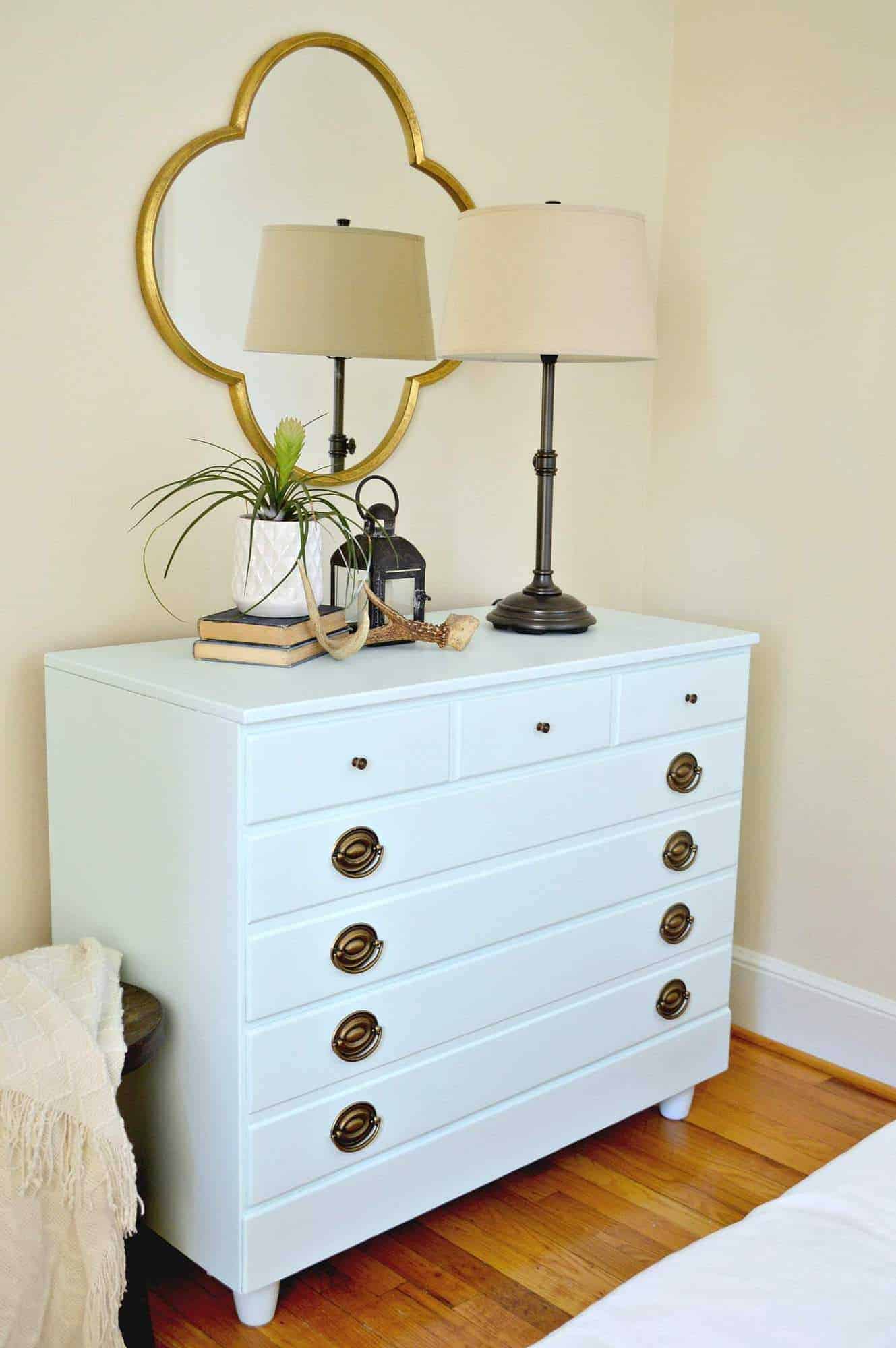 A painted bedroom dresser