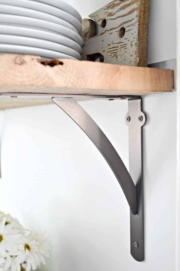 Beautiful DIY open shelving in the kitchen for under $50. www.chatfieldcourt.com