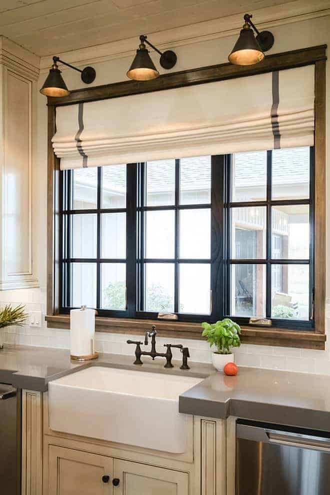 Painted black window trim in the kitchen. DIY | farmhouse | interior www.chatfieldcourt.com