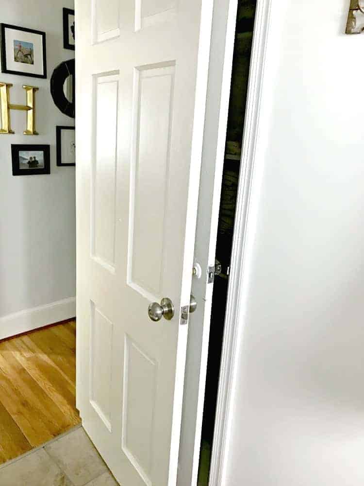 view of door knobs on bathroom door and closet door