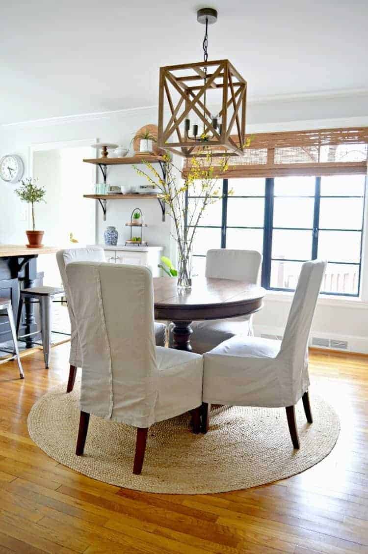 Installing a new kitchen ceiling light to add a bit of farmhouse charm to the kitchen and dining room. | Chatfield Court