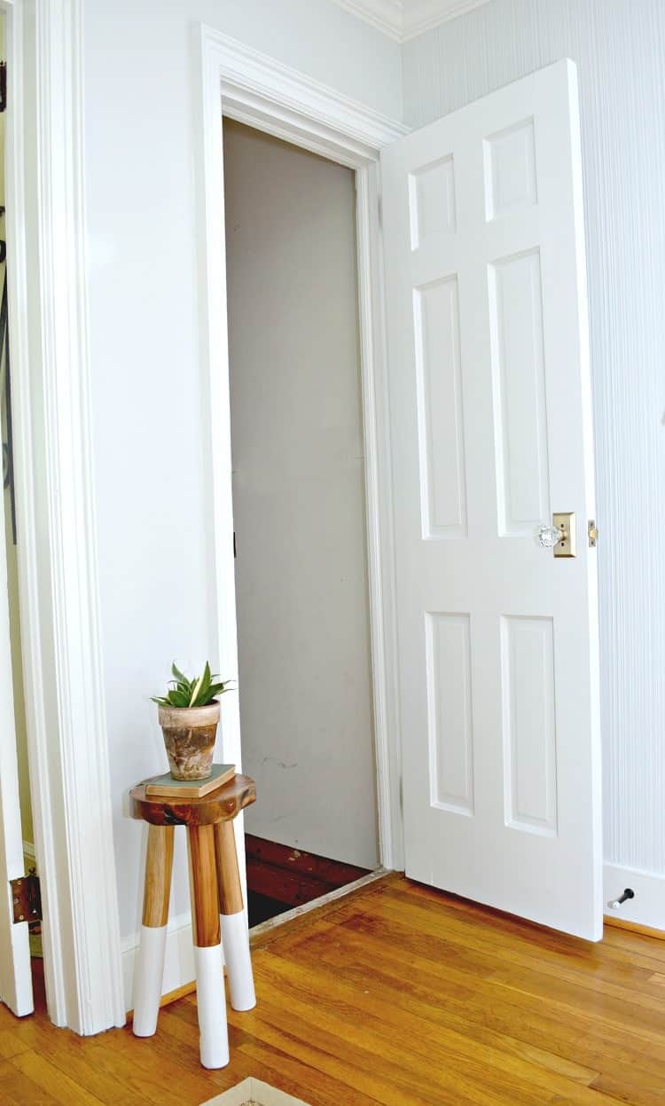 new basement door with new glass door knob