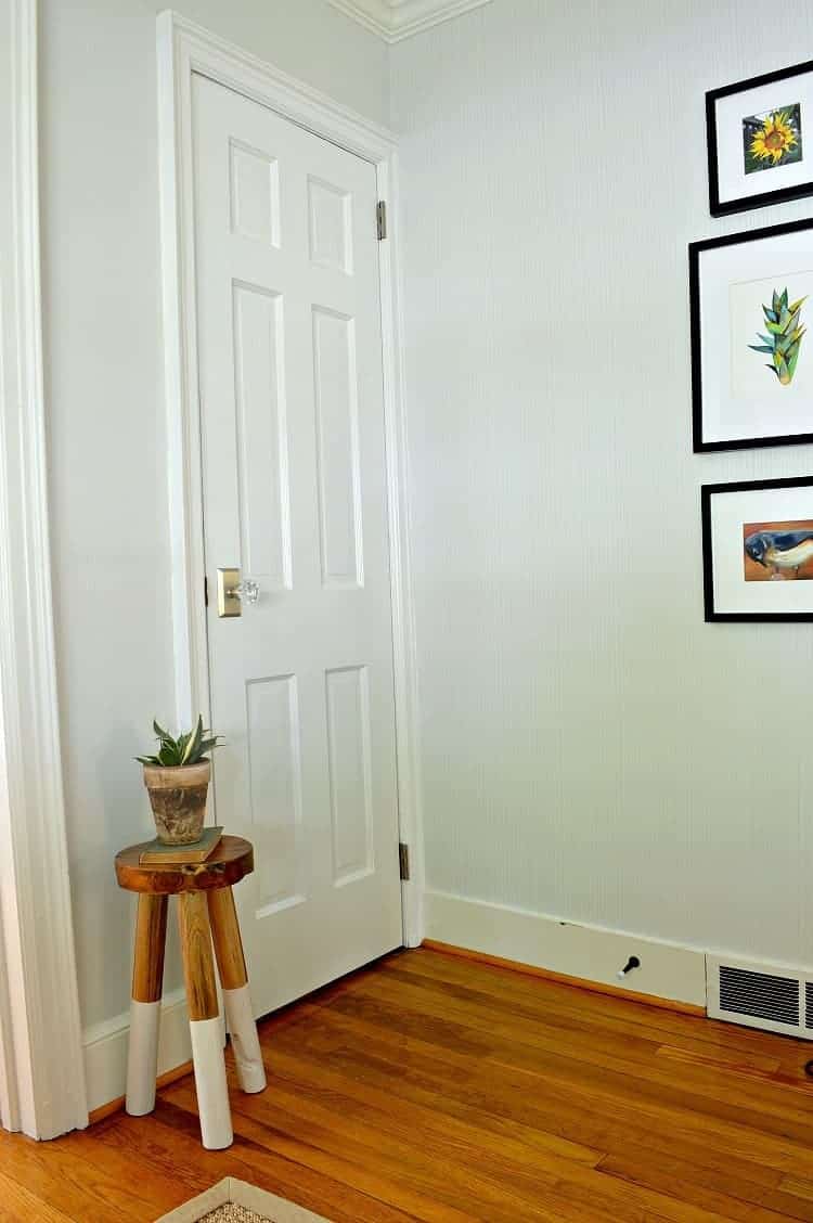 new basement door with new glass door knob